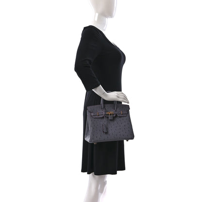 Hermes Ostrich Horseshoe Birkin 25 Gris Agate Rose Shocking 2 of 9