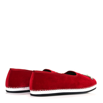 Gucci Velluto Marmara Pearl Embellished Mens Loafers 8 Red 4 of 9