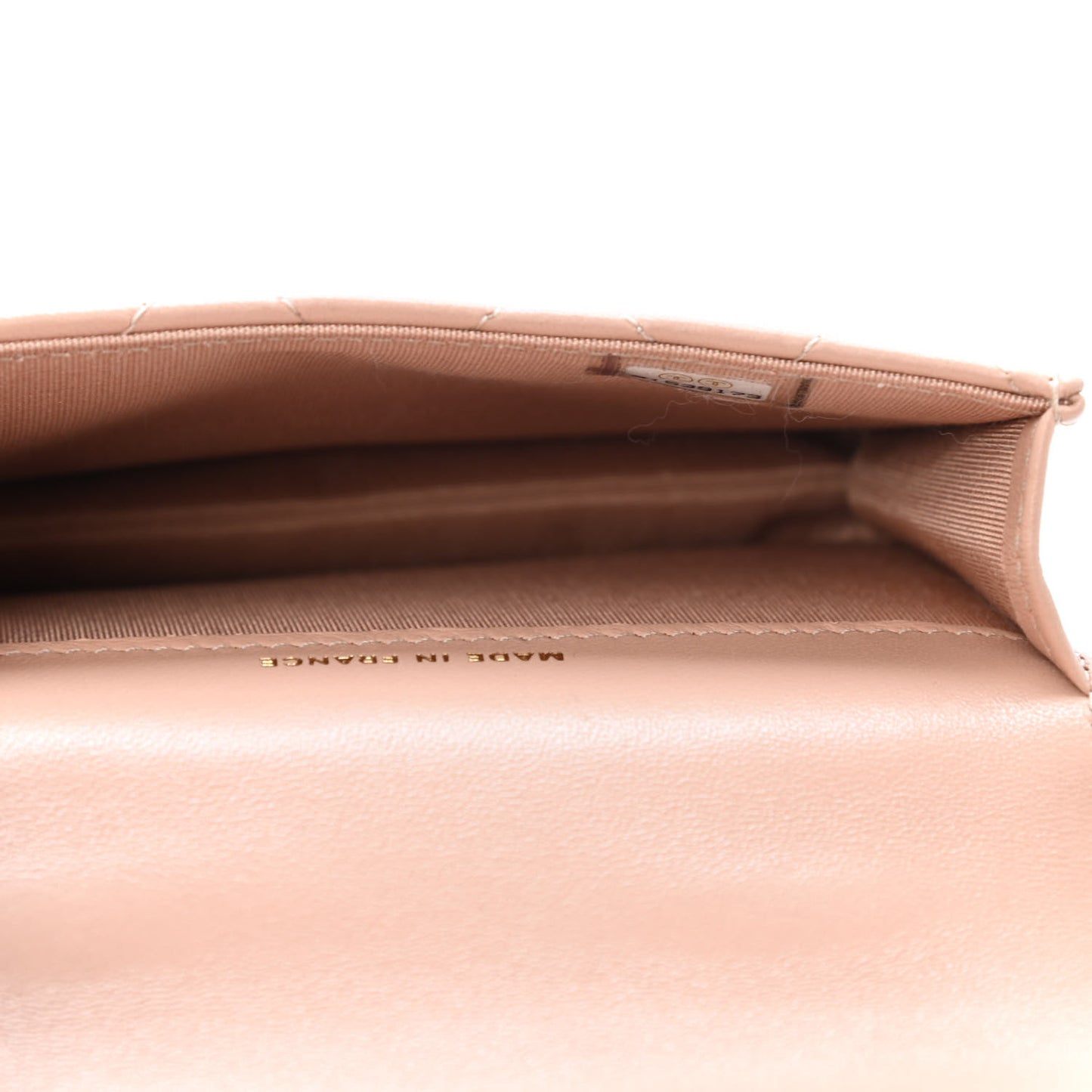 Lambskin Quilted Top Handle Flap Coin Purse With Chain Beige
