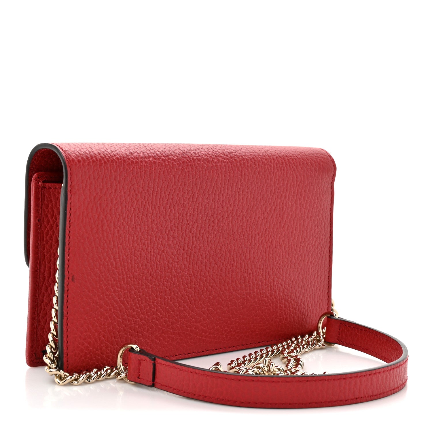 Gucci Dollar Calfskin Interlocking G Chain Wallet Red 3 of 13