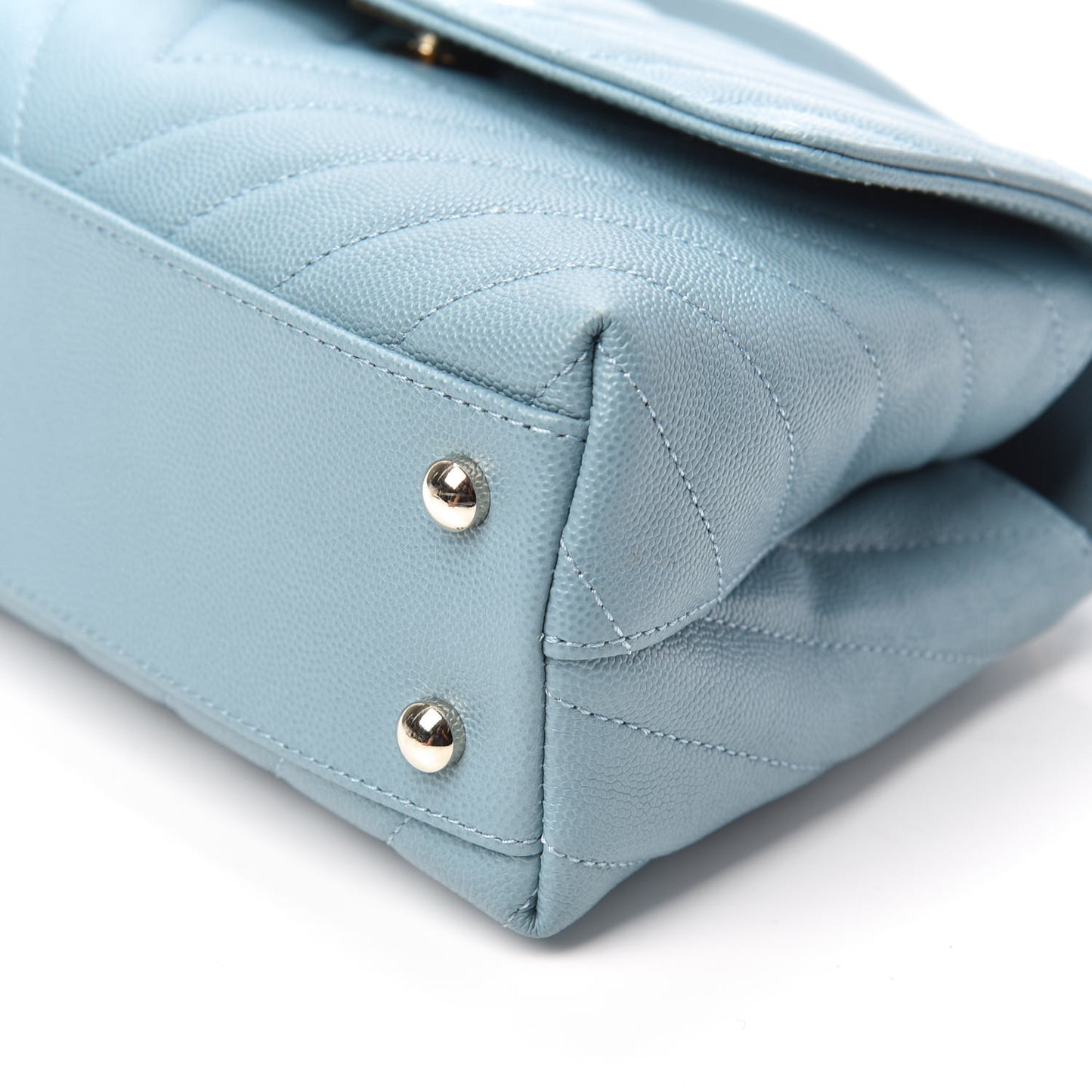 Caviar Chevron Quilted Mini Coco Handle Flap Sky Blue
