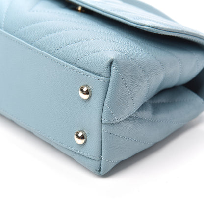 Chanel Caviar Chevron Quilted Mini Coco Handle Flap Sky Blue 10 of 10