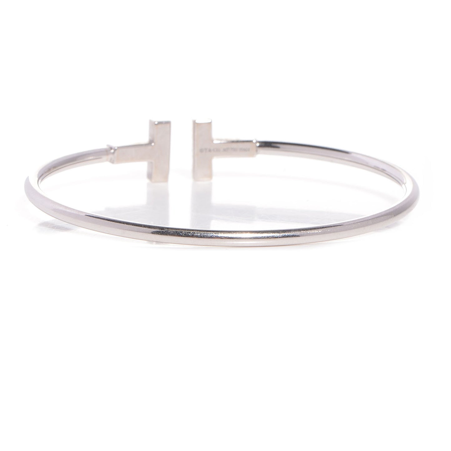 18K White Gold Diamond T Wire Bracelet