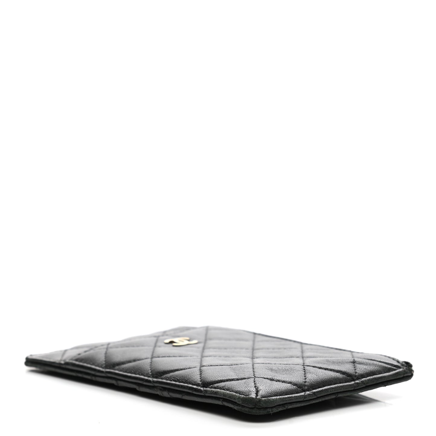 Lambskin Quilted Classic Flat Wallet Pouch Black