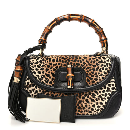 Gucci Pony Hair Jaguar Print New Bamboo Medium Top Handle Bag 1 of 14