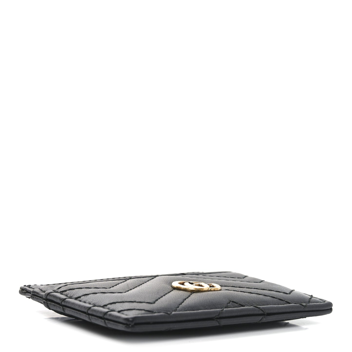 Calfskin Matelasse GG Marmont Card Holder Black
