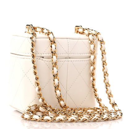 Chanel Lambskin Quilted Vanity Clutch With Chain White 3 of 12
