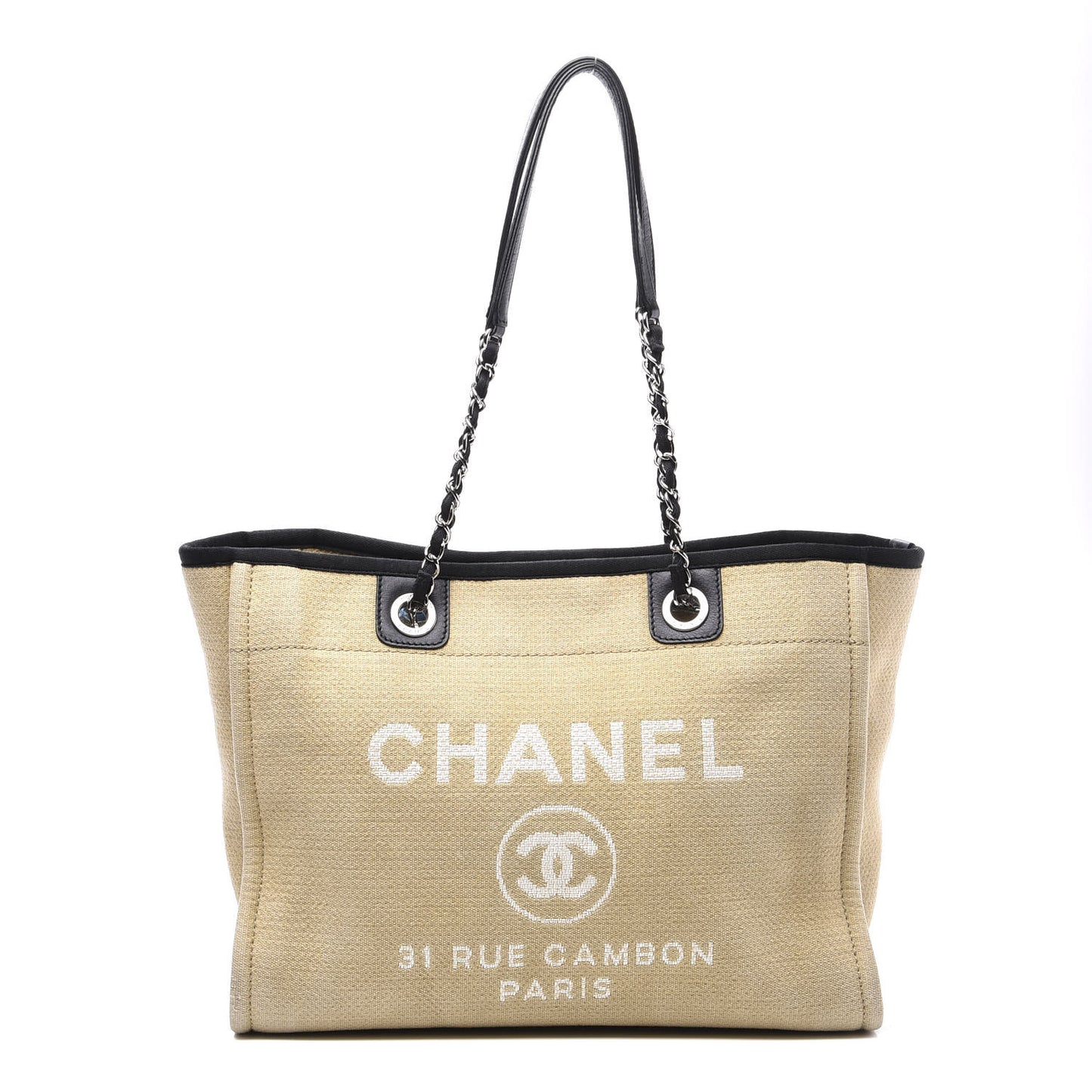 Canvas Small Deauville Tote Beige Black