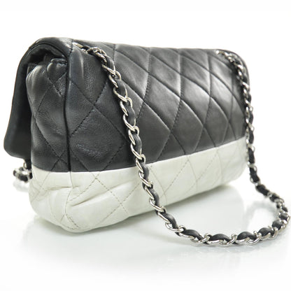 Chanel Leather Quilted Medium Flap Black White 2 of 10