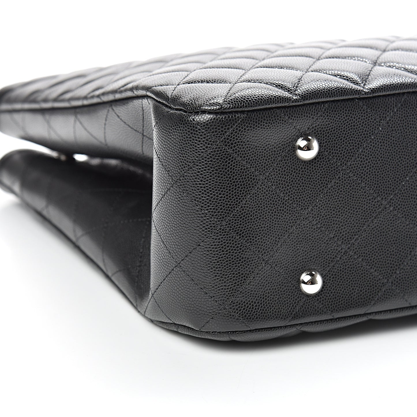 Calfskin Quilted Large CC Shopping Tote Black