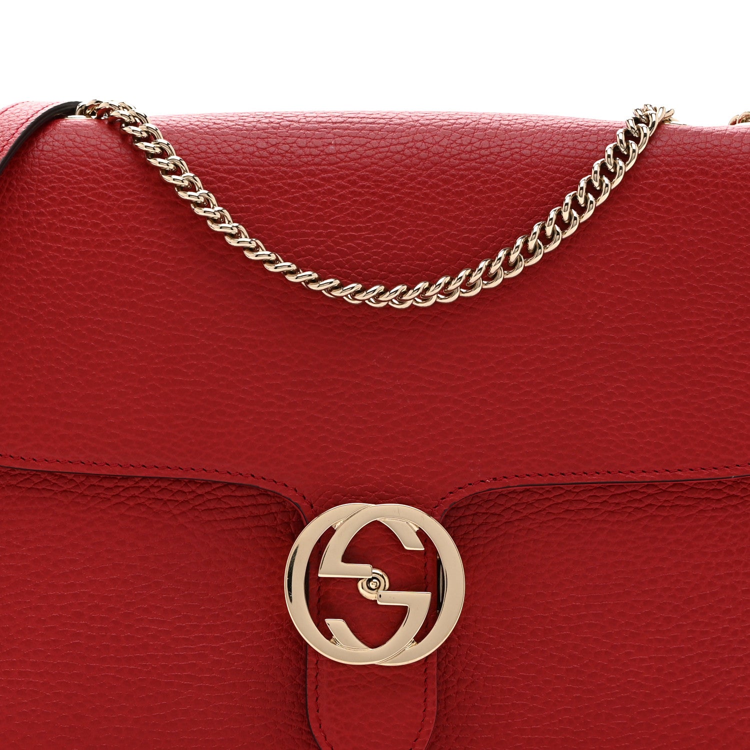 Gucci Dollar Calfskin Interlocking G Shoulder Bag Red 9 of 11