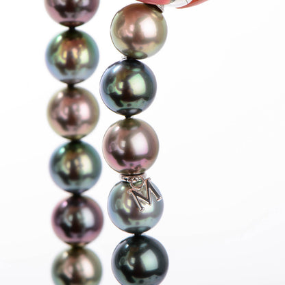 Mikimoto 18K Gold Fusion Multicolored Black South Sea Cultured Pearl 10mm Strand Necklace 17 5 of 5