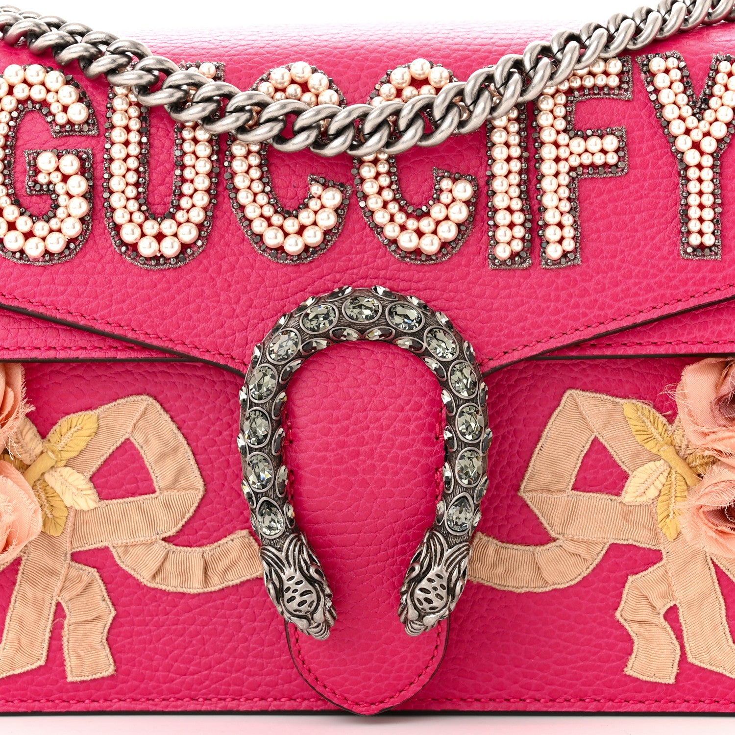 Gucci Pebbled Calfskin Embellished Guccify Small Dionysus Shoulder Bag Rosa 8 of 11