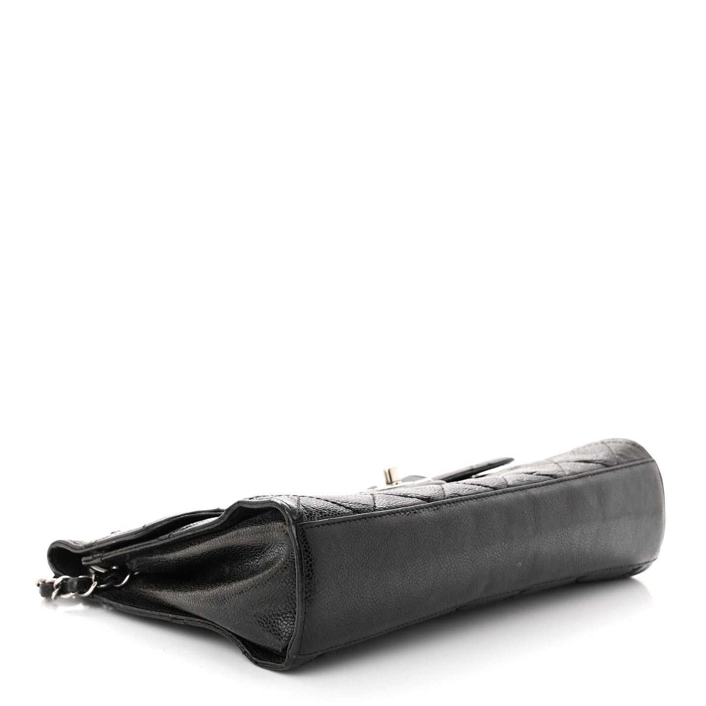 Crumpled Grained Calfskin Medium CC Crave Flap Black