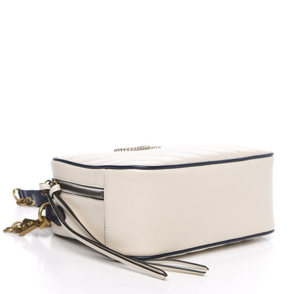 Gucci Vintage Effect Calfskin Matelasse Diagonal Small Torchon GG Marmont Bamboo Top Handle Shoulder Bag Mystic White Blue Agata 4 of 11