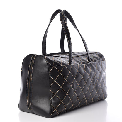 Chanel Calfskin Wild Stitch Duffel Bag Black 4 of 12