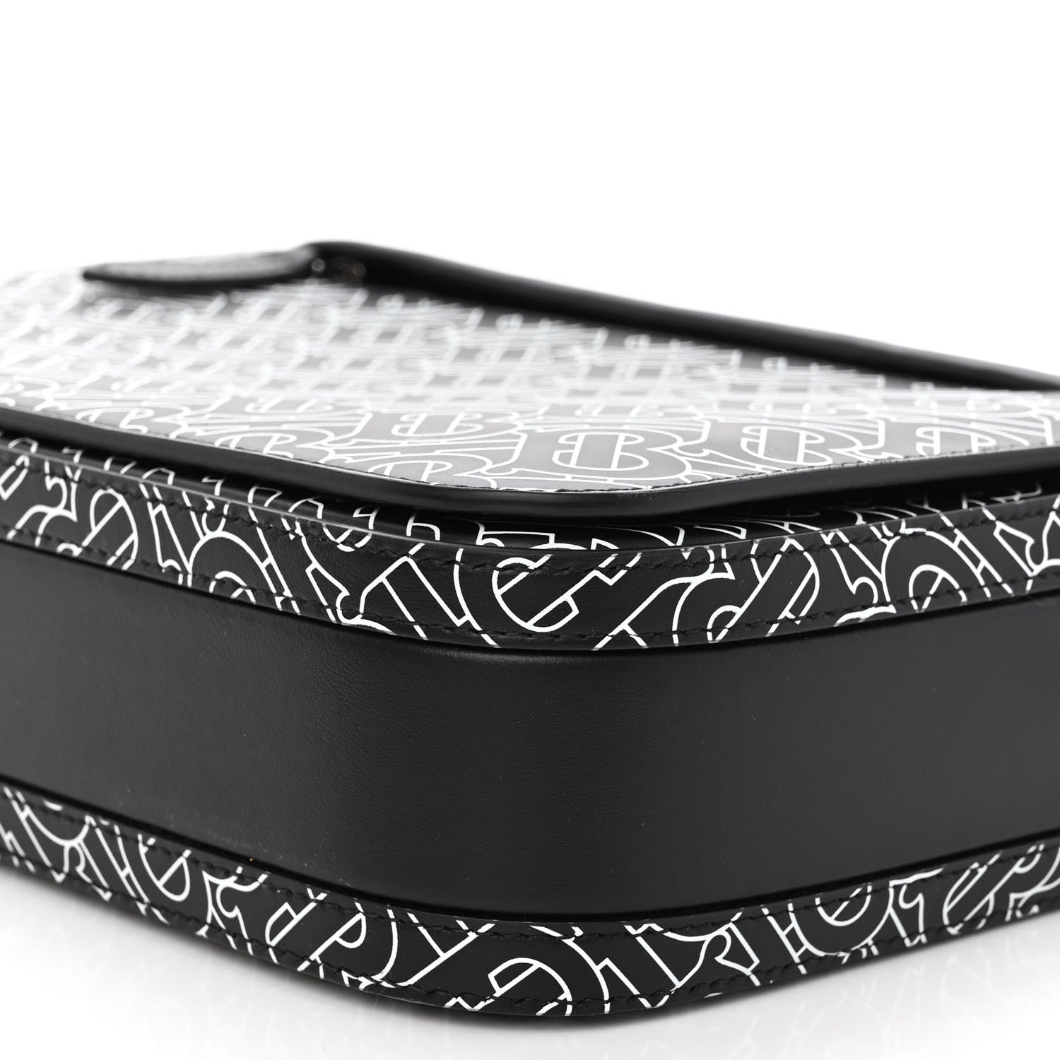 Burberry Calfskin Monogram TB Print Messenger Bag Black White 9 of 9
