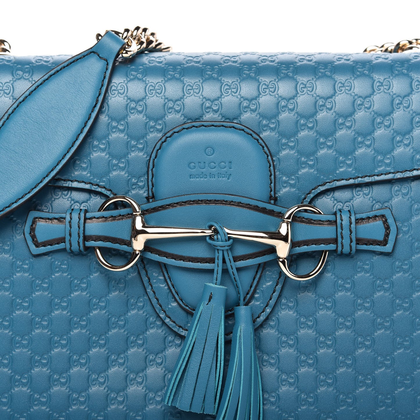 Soft Microguccissima Medium Emily Chain Shoulder Bag Deep Cobalt