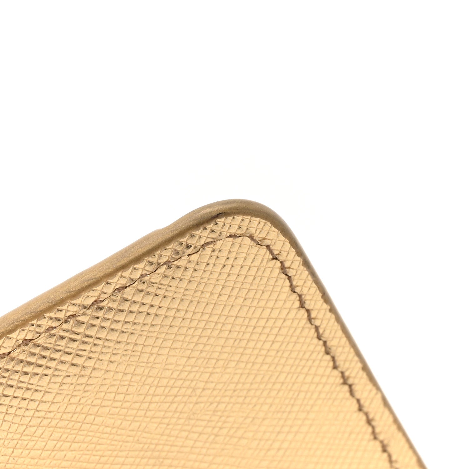 Prada Metallic Saffiano City Calf Triangle Card Holder Gold 7 of 8