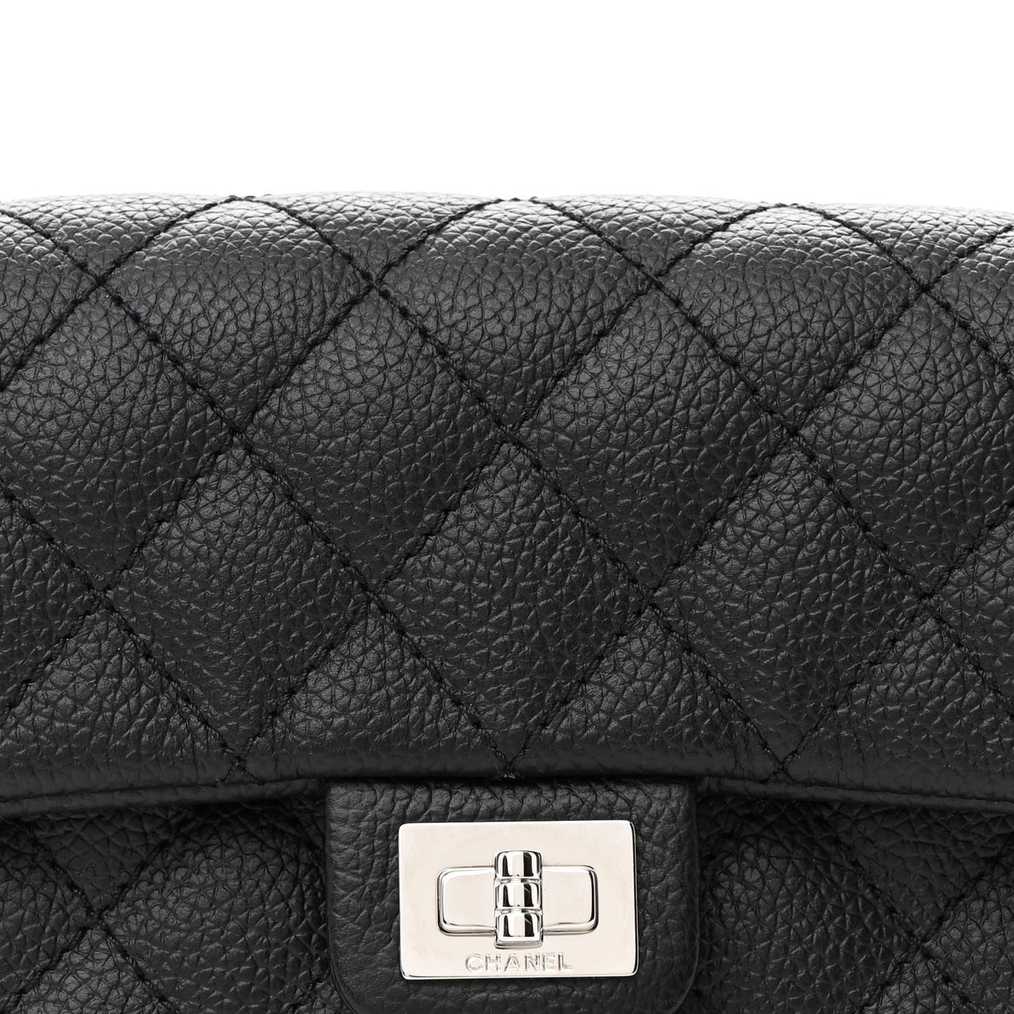 Grained Calfskin Quilted 2.55 Reissue Flap Belt Bag Clutch  Black