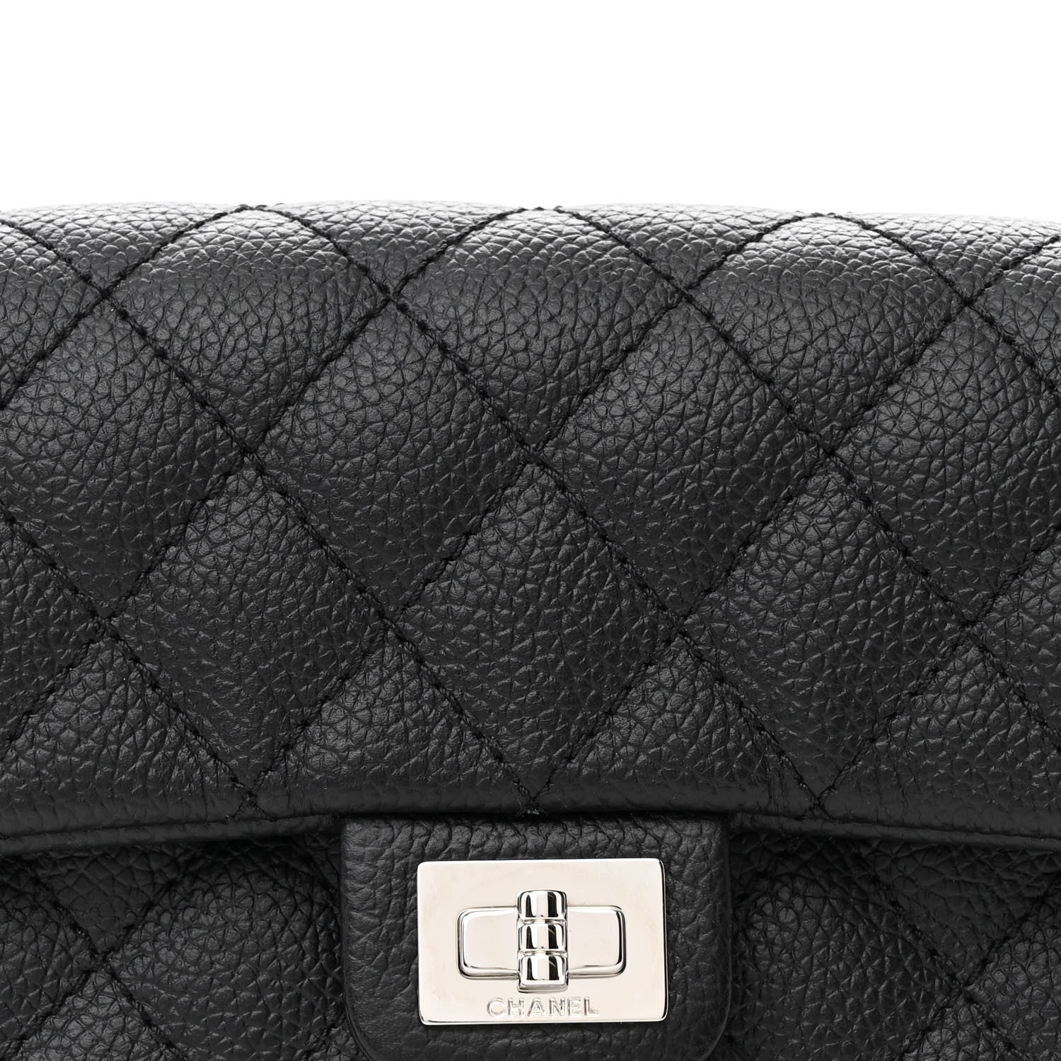 Chanel Grained Calfskin Quilted 2.55 Reissue Flap Belt Bag Clutch  Black 8 of 11