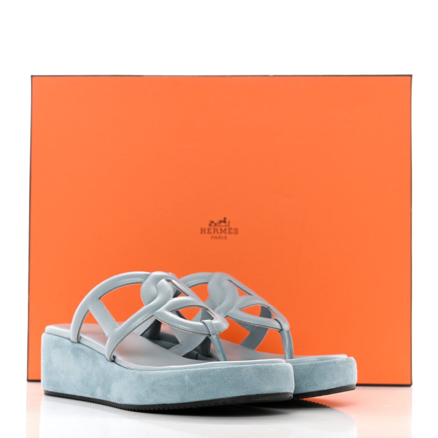 Hermes Nappa Gipsy Sandals 37 Vert D'eau 9 of 9