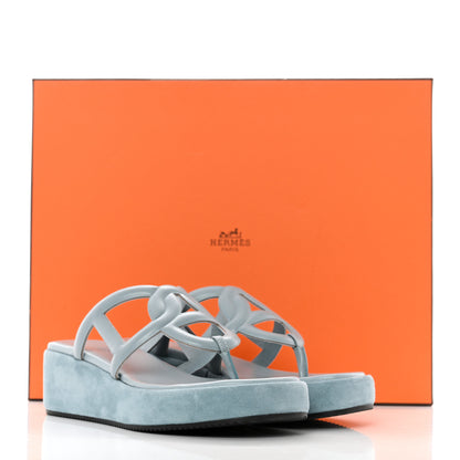Hermes Nappa Gipsy Sandals 37 Vert D'eau 9 of 9