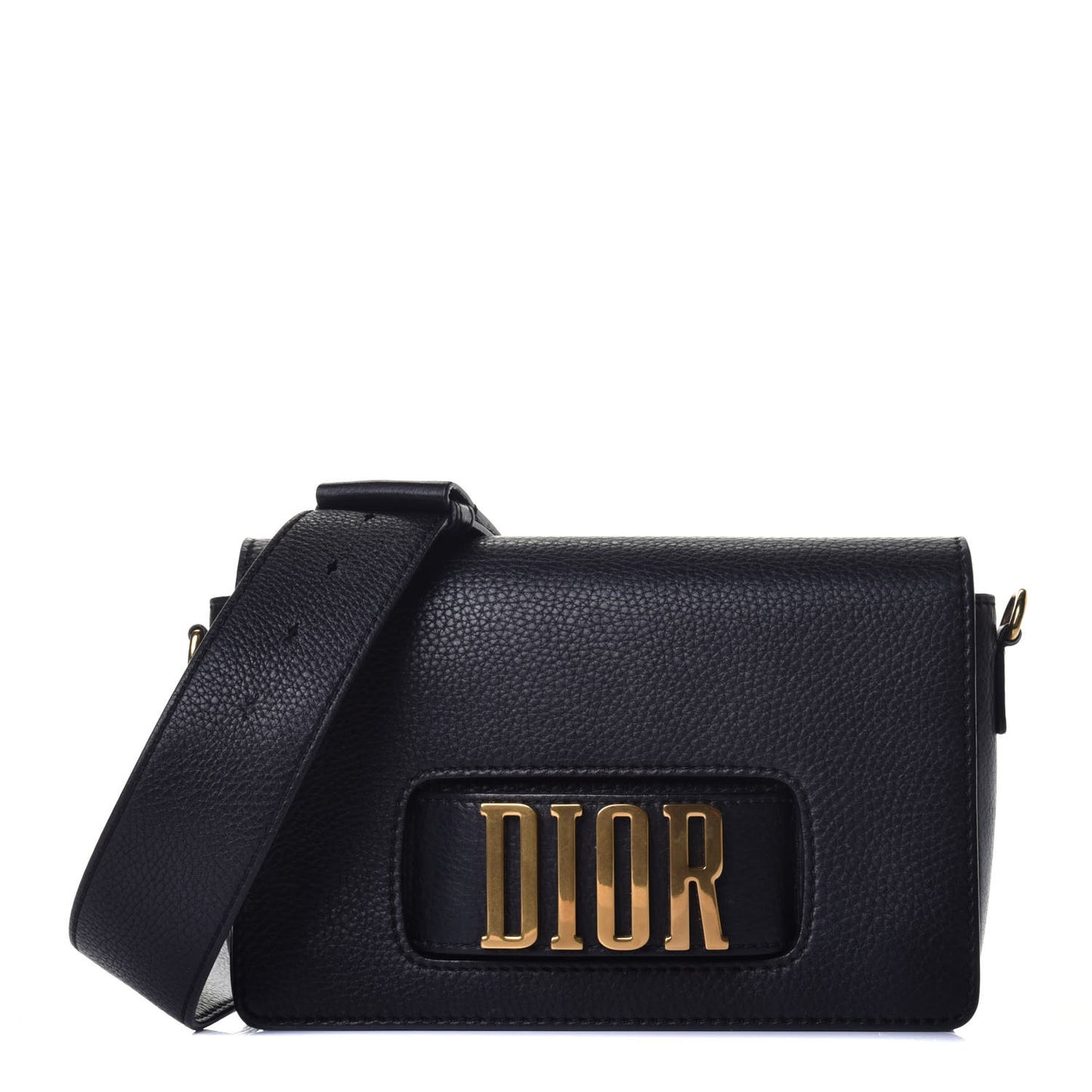 Grained Calfskin Dio(r)evolution Flap Bag Black