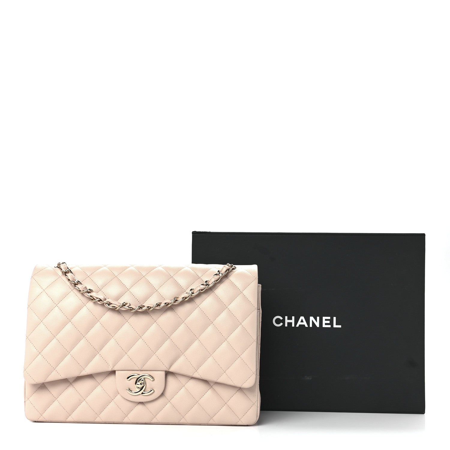Chanel Caviar Quilted Maxi Double Flap Beige 13 of 13