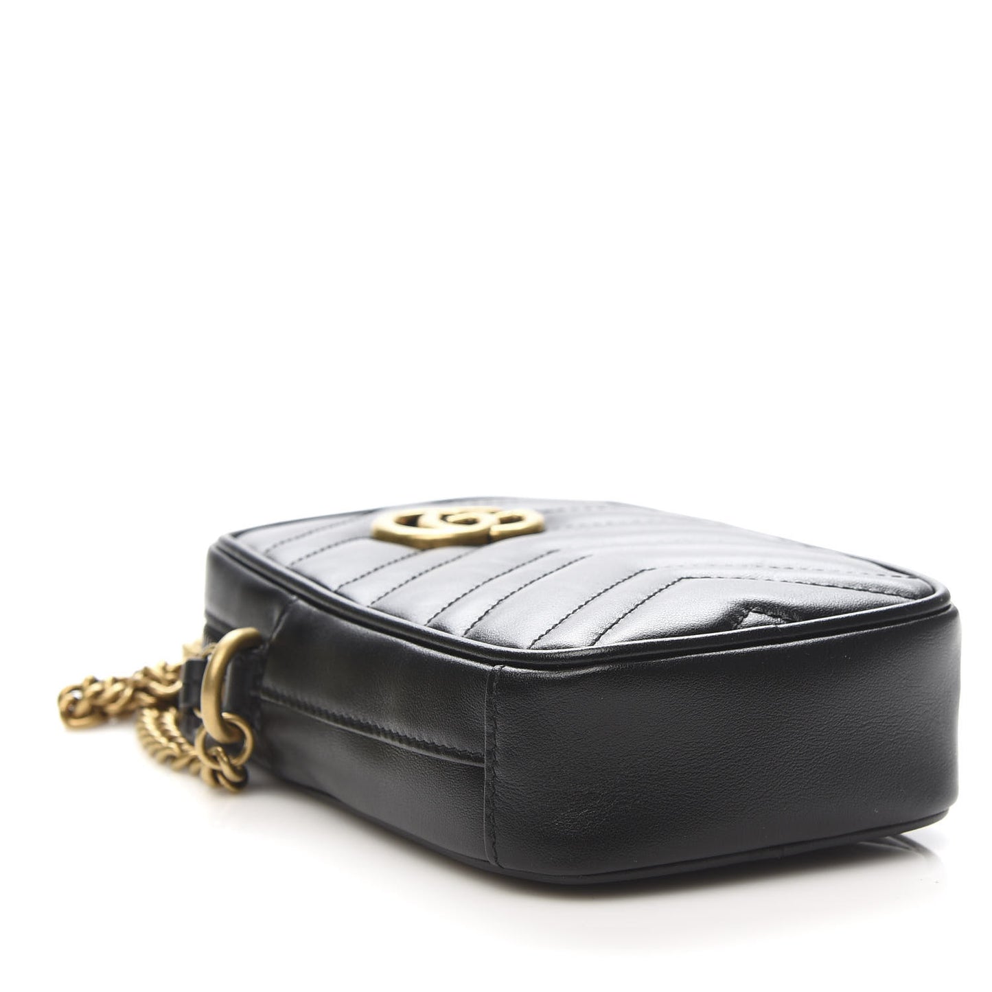 Calfskin Matelasse Mini GG Marmont Crossbody Bag Black