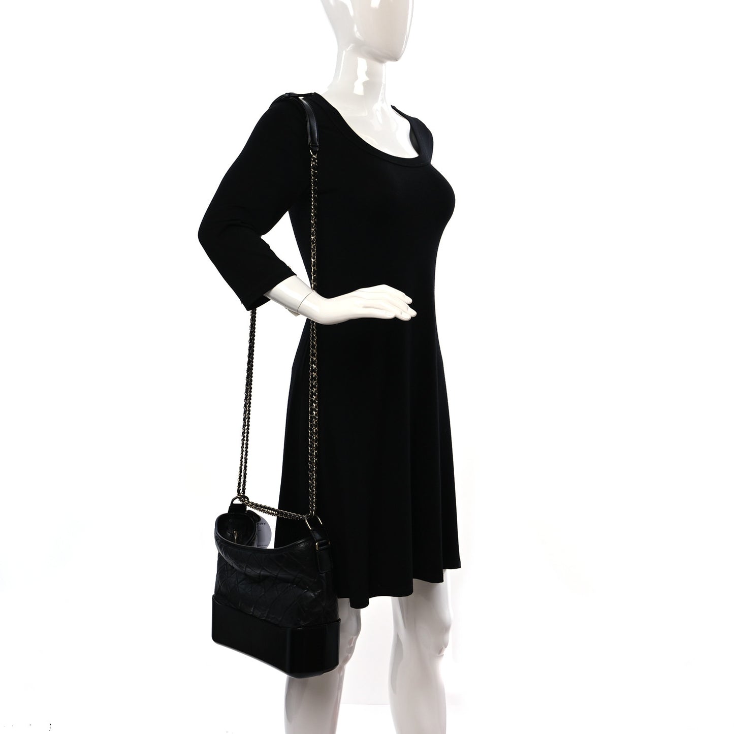 Aged Calfskin Quilted Medium Gabrielle Hobo Black