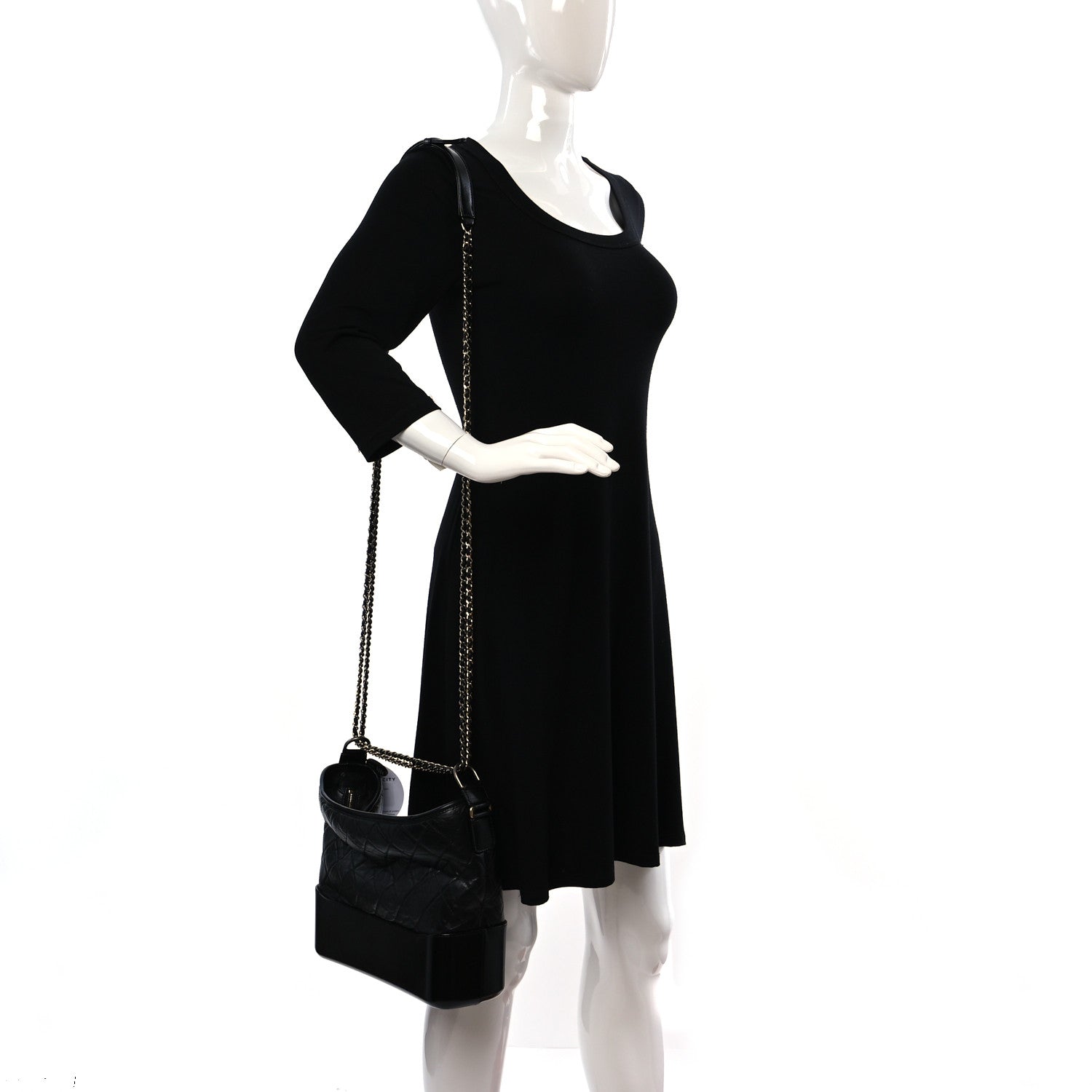 Chanel Aged Calfskin Quilted Medium Gabrielle Hobo Black 2 of 7