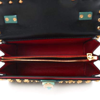 Valentino Garavani Grainy Calfskin Small Rockstud Allover Alcove Top-Handle Flap Bag Black 6 of 8