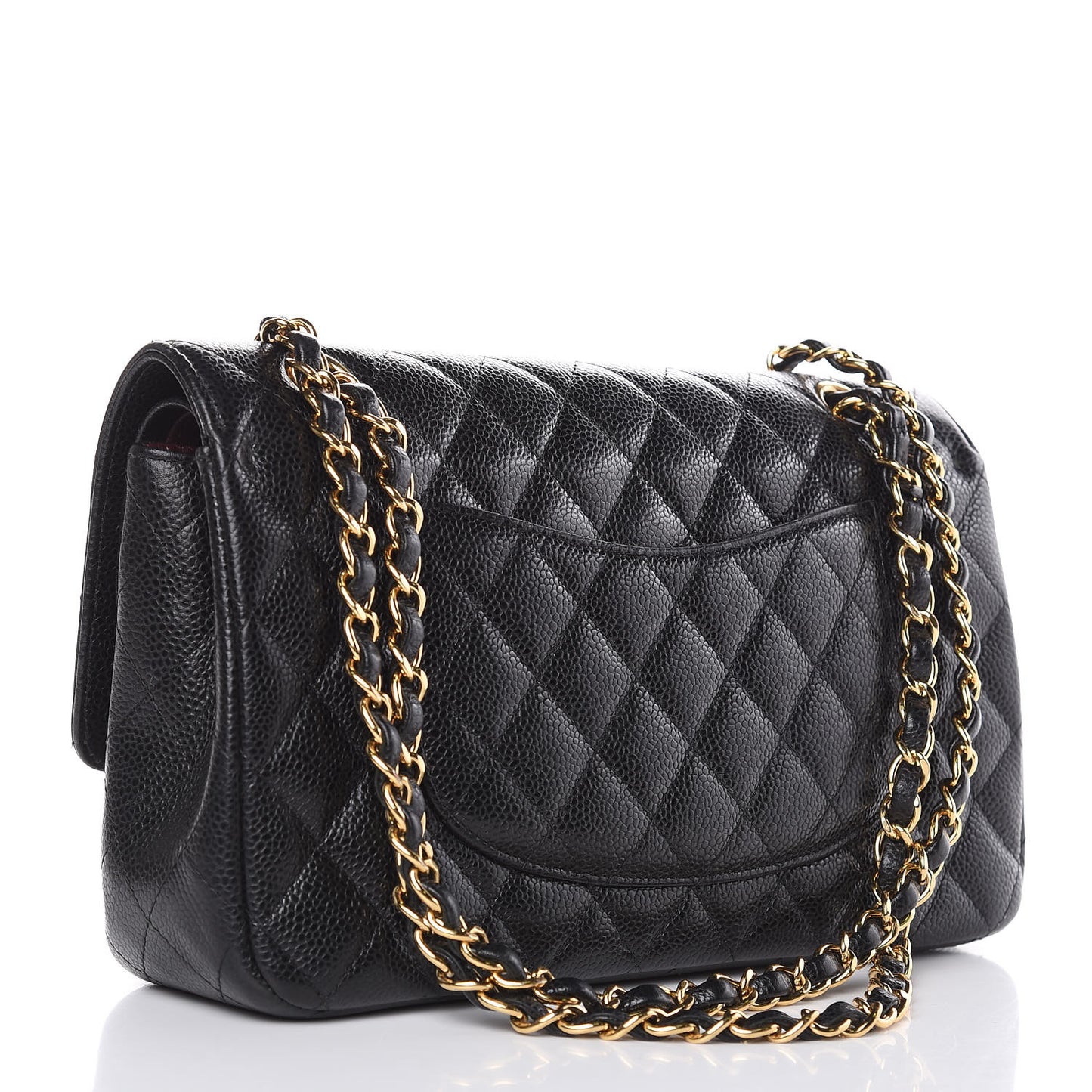 Caviar Quilted Medium Double Flap Black