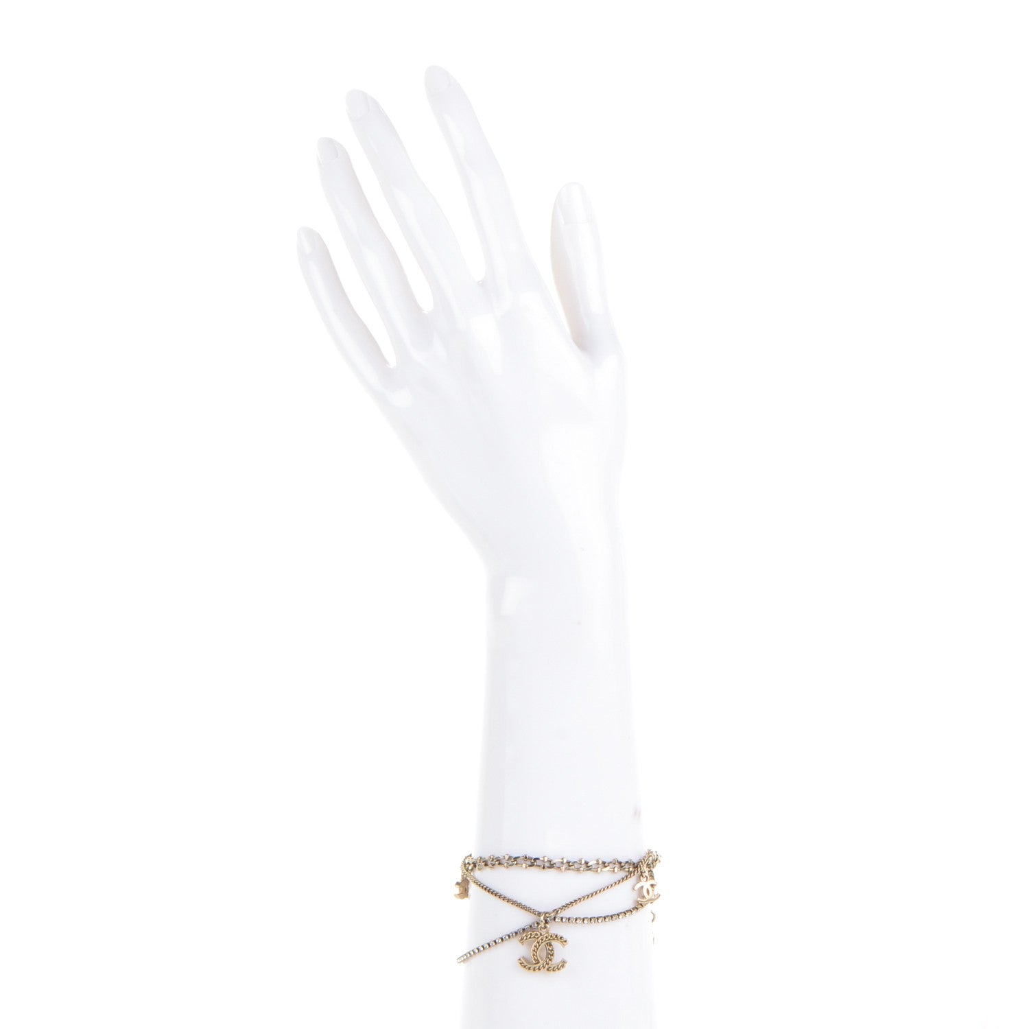 Chanel Crystal CC Chain Bracelet Gold 2 of 5