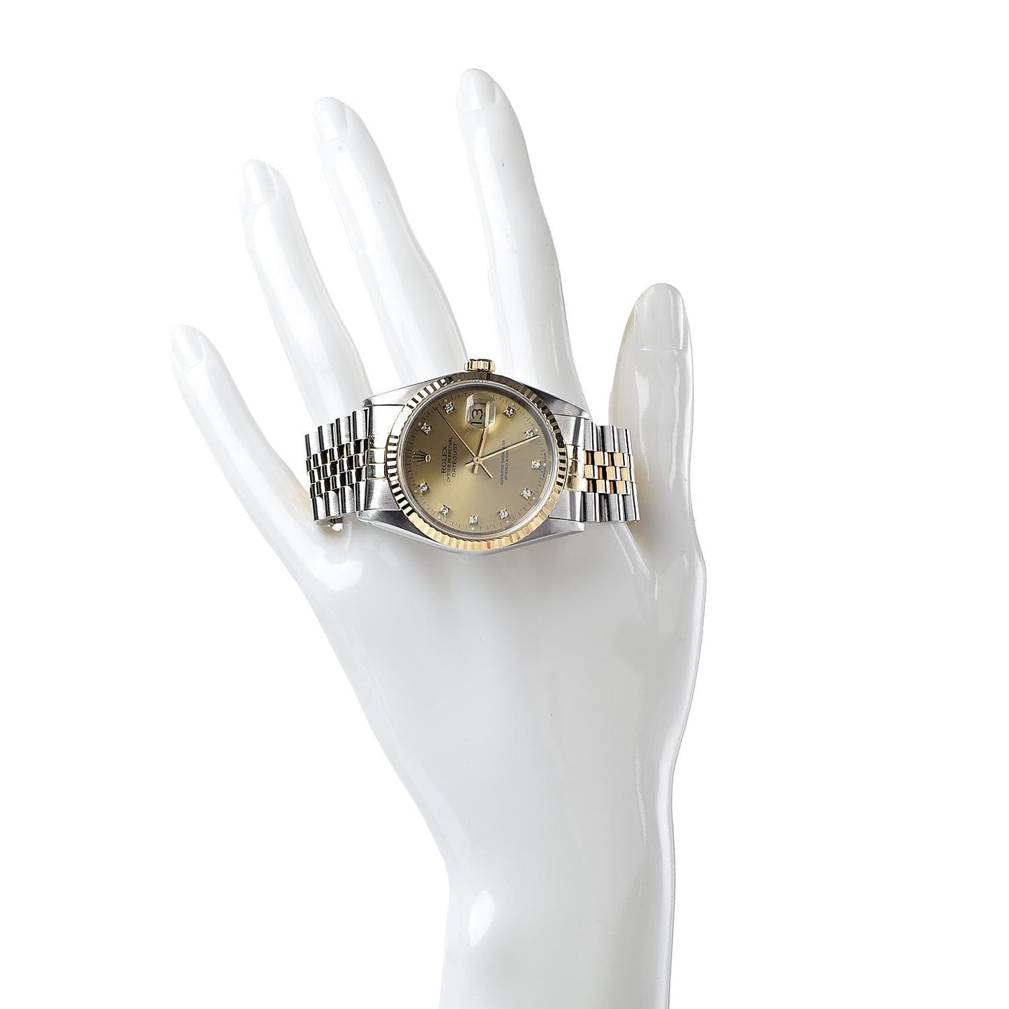 Stainless Steel 18K Yellow Gold Diamond 36mm Oyster Perpetual Datejust Watch Champagne 16233