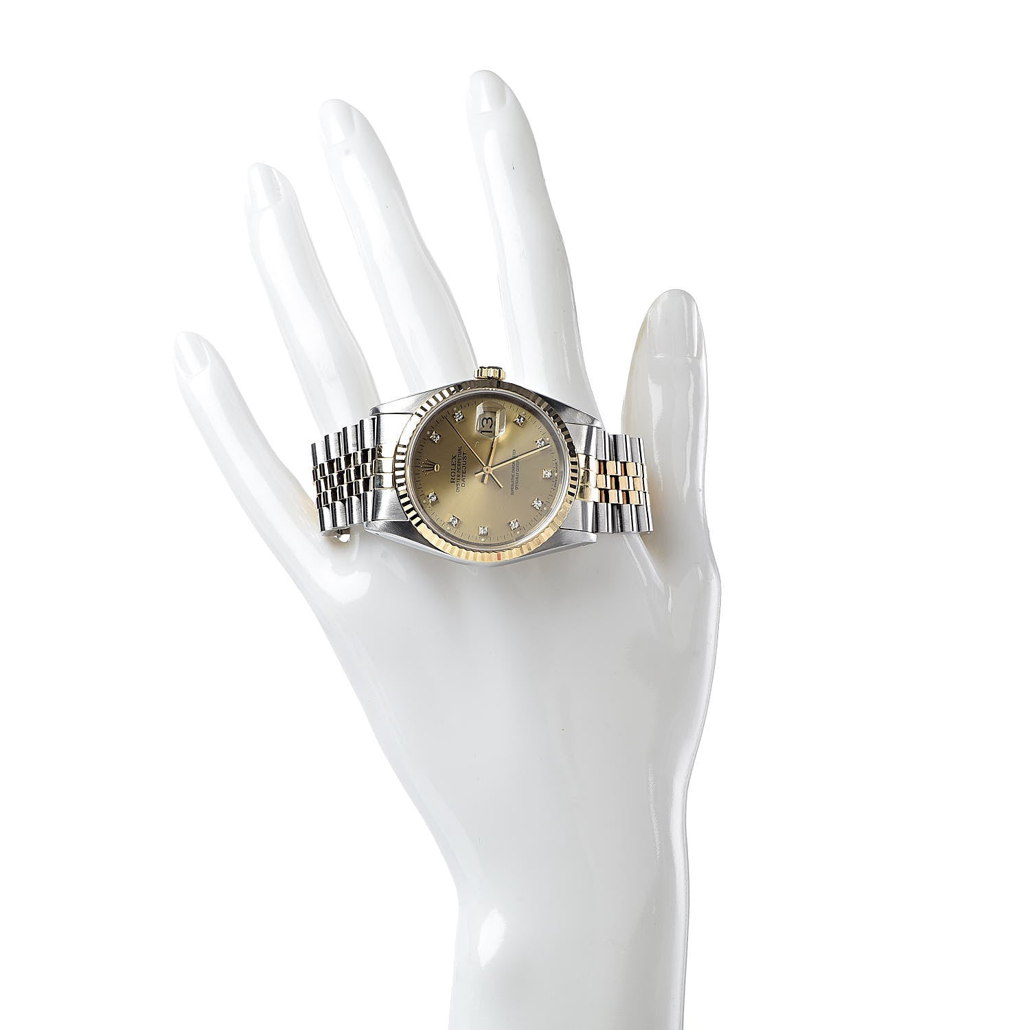 Rolex Stainless Steel 18K Yellow Gold Diamond 36mm Oyster Perpetual Datejust Watch Champagne 16233 2 of 7