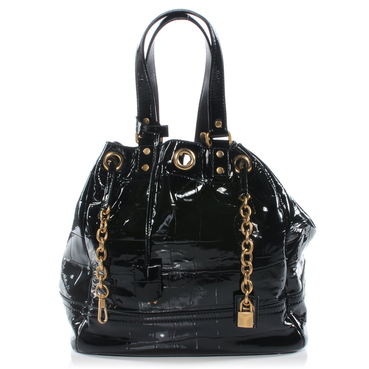 Patent Croc Overseas Tote Black