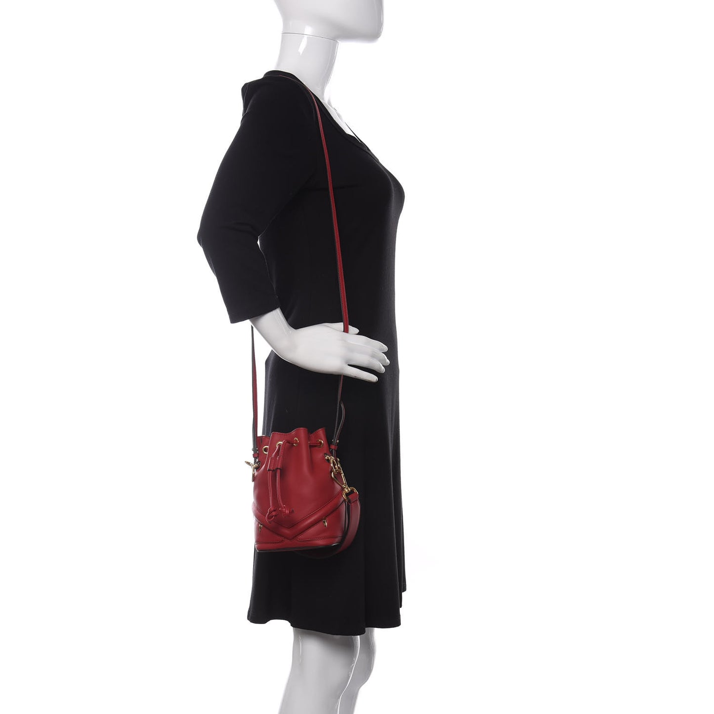 Vitello Century F is Fendi Eyebrow Monster Eyes Embossed Mini Mon Tresor Bucket Bag Fragola
