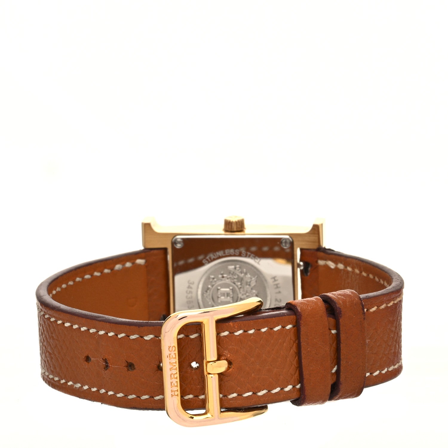 Hermes Stainless Steel Epsom 21mm Heure H Hour Quartz Watch Gold 3 of 5
