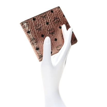 MCM Metallic Visetos Mini Bi-Fold Wallet Champagne Gold 2 of 7