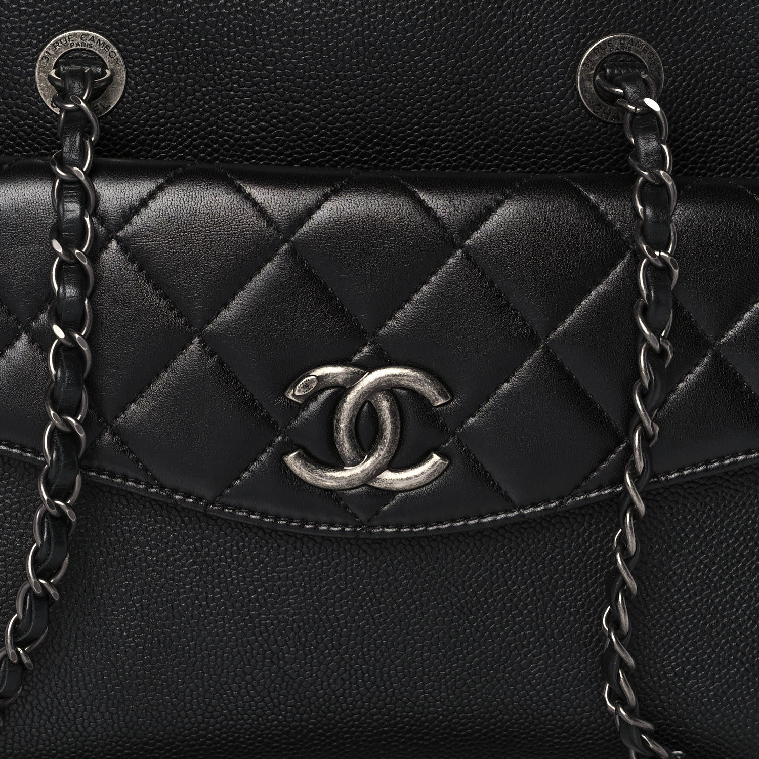 Chanel Caviar Lambskin Quilted Large Coco Break Shopping Bag Black 11 of 11