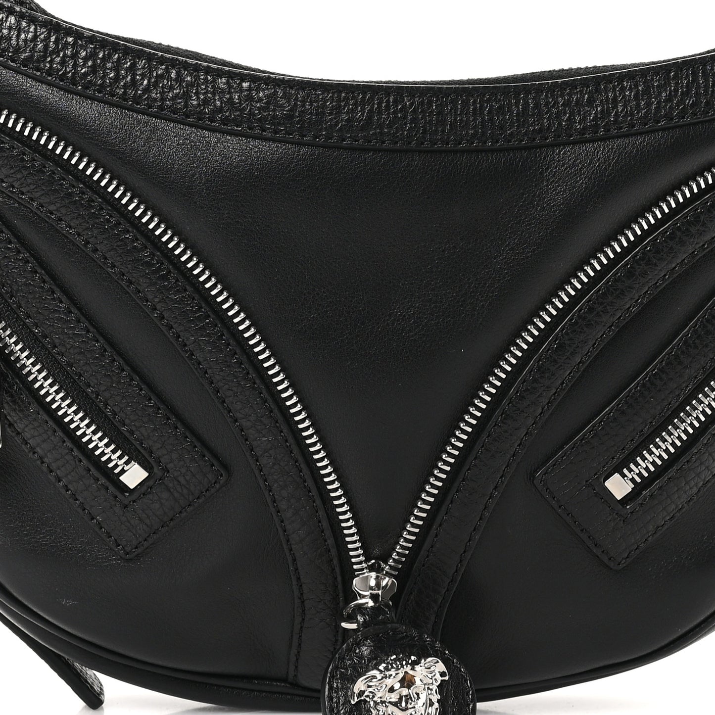 Calfskin Small Repeat Zip Hobo Black