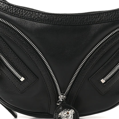 Versace Calfskin Small Repeat Zip Hobo Black 7 of 9