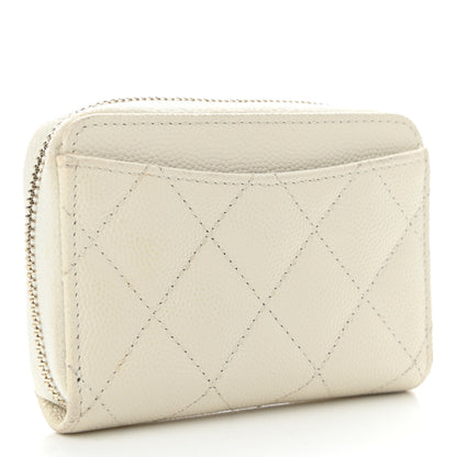 Chanel Caviar Quilted Zip Coin Purse White 4 of 12