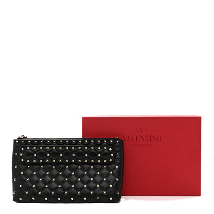 Valentino Garavani Nappa Rockstud Spike Side Slip Zip Clutch Black 7 of 7