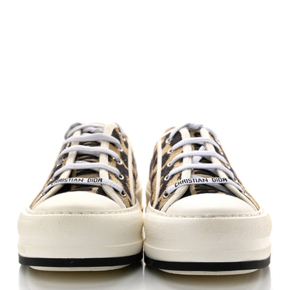 Christian Dior Canvas Leopard Embroidered Womens Walk N Dior Low Top Sneakers 38 Beige 2 of 8
