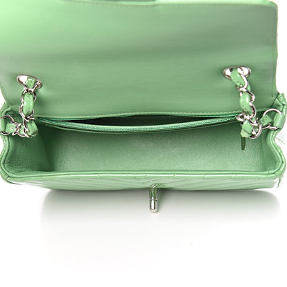 Chanel Patent Calfskin Chevron Quilted Mini Rectangular Flap Green 5 of 10