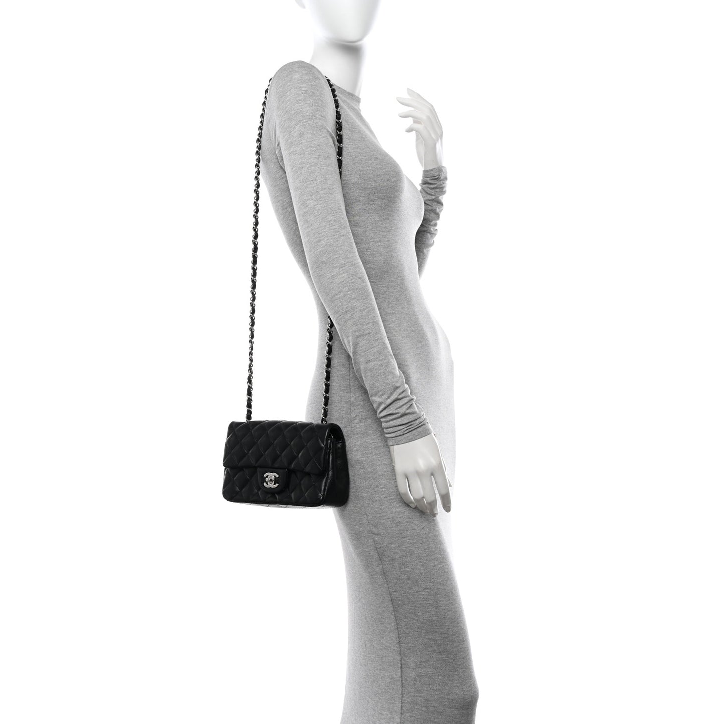 Lambskin Quilted Mini Rectangular Flap Black