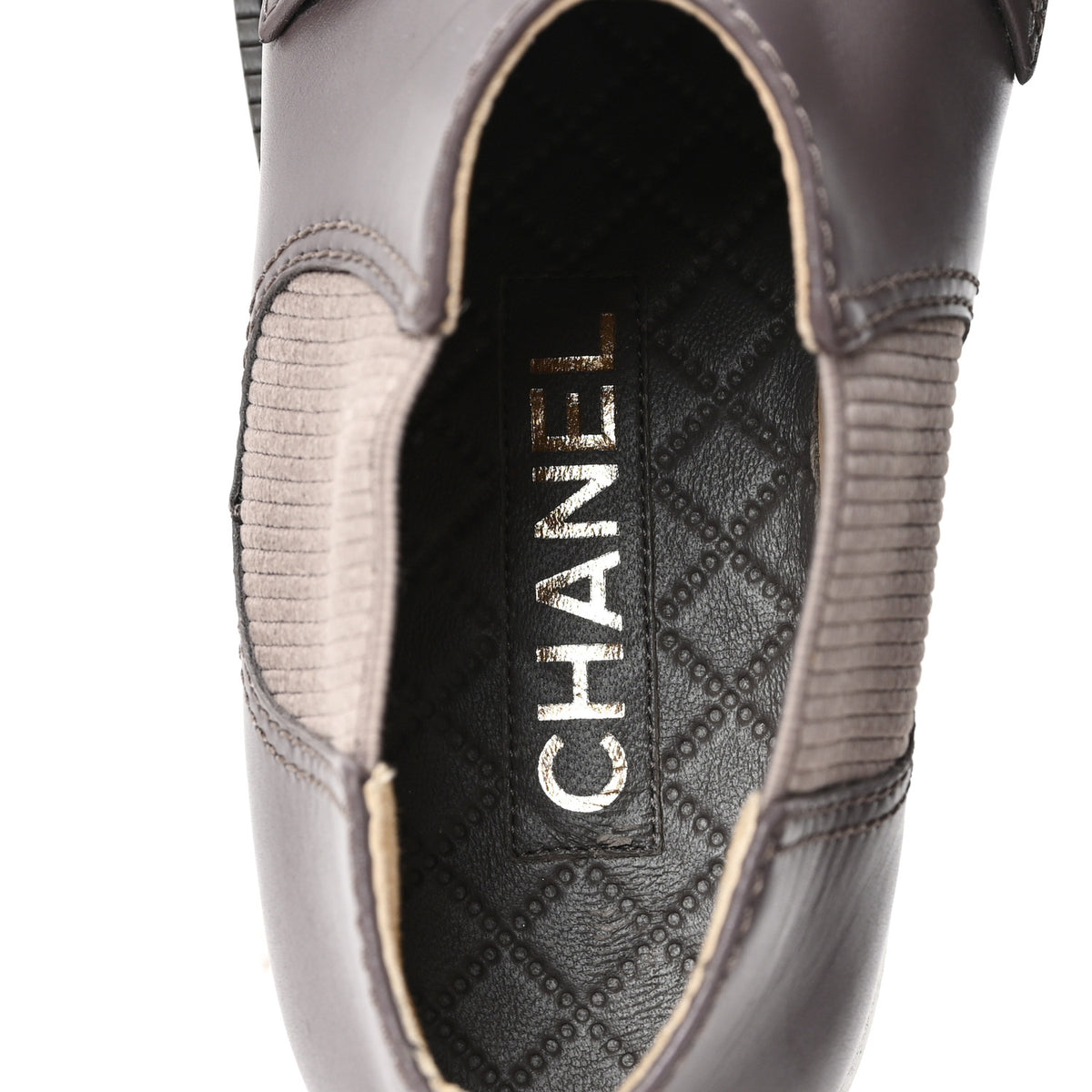 Chanel Calfskin Elastic Short Boots 39.5 Beige 8 of 9